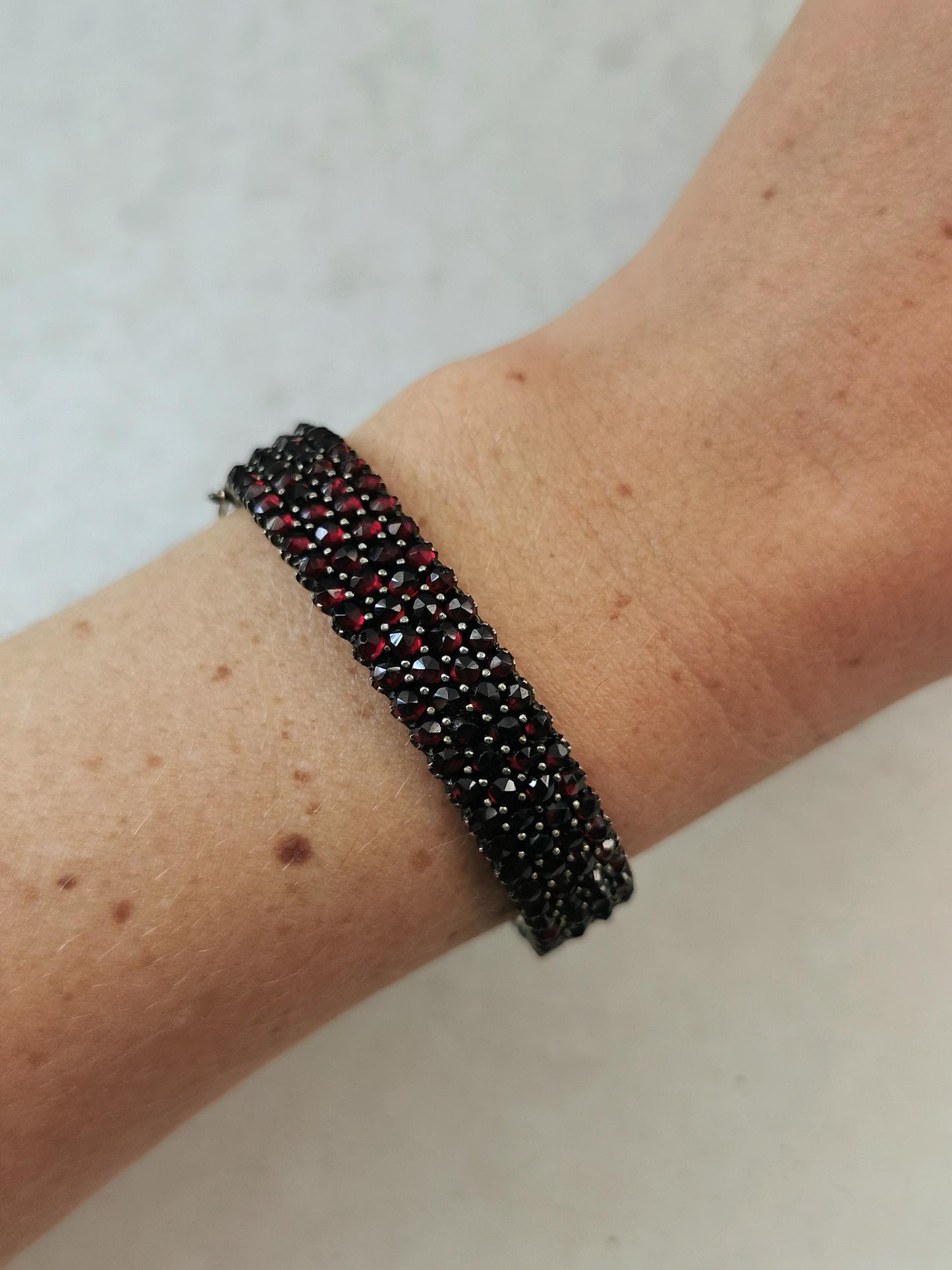 Antique Bohemian Garnet Cuff Bracelet