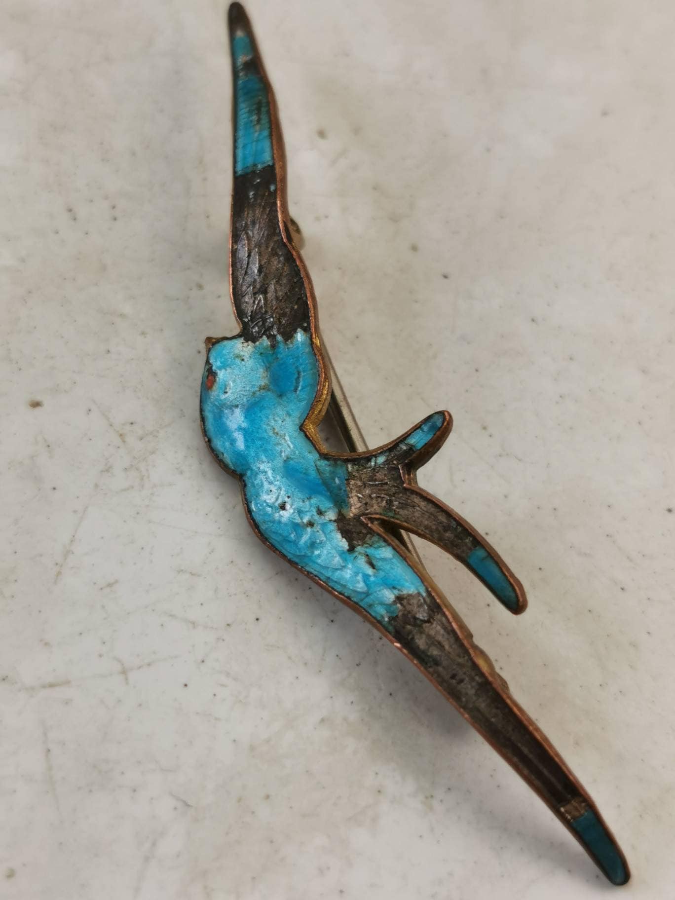Antique Lot of Gold Filled Pins and Brooches - Blue Bird - Lithograph Picture Frame Brooch - Art Deco Target Stick Pin
