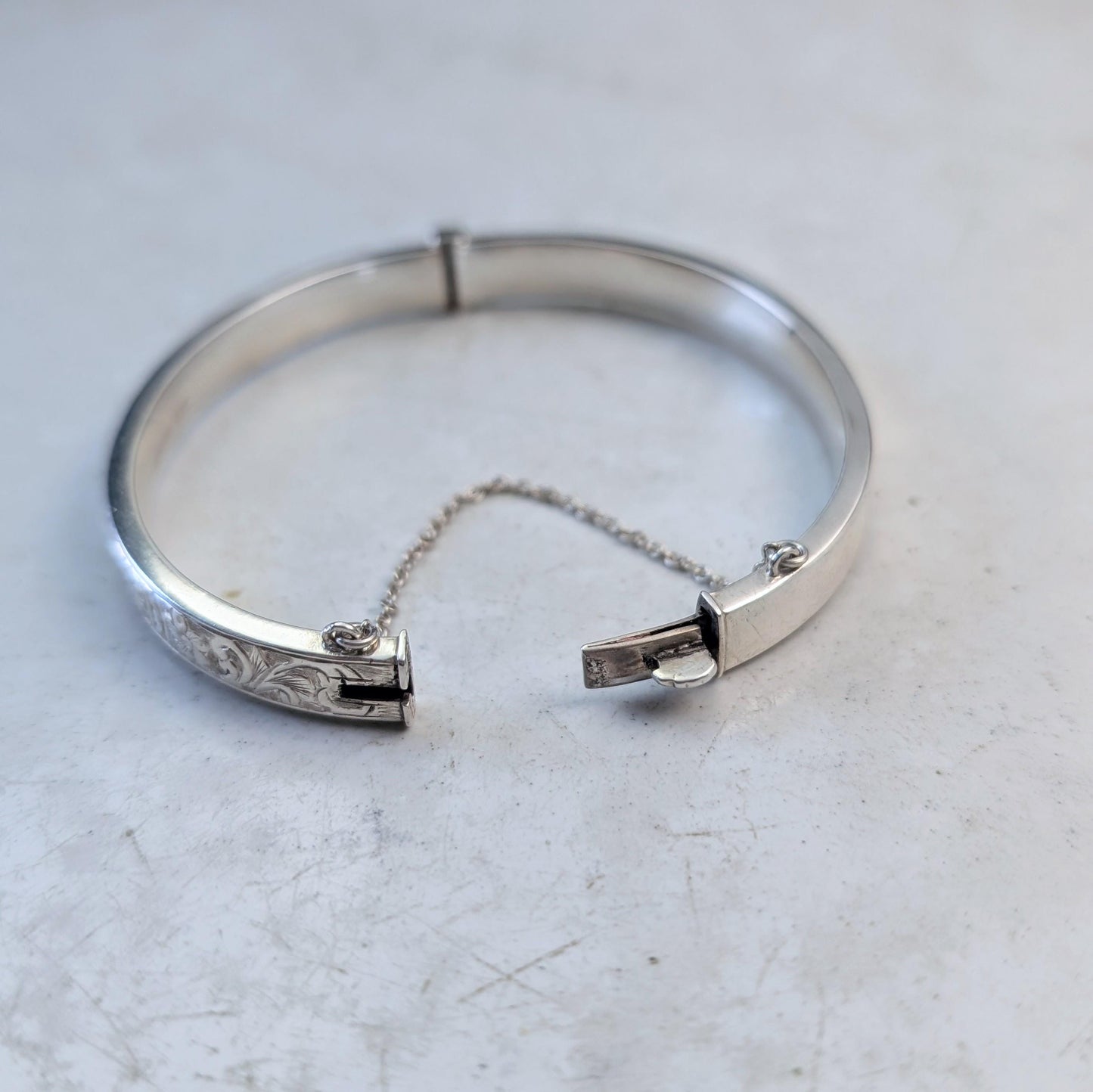 Antique Birks Sterling Silver Chased Floral Bracelet