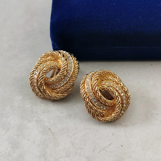 Vintage Christian Dior Knot Gold Tone Ear Clips