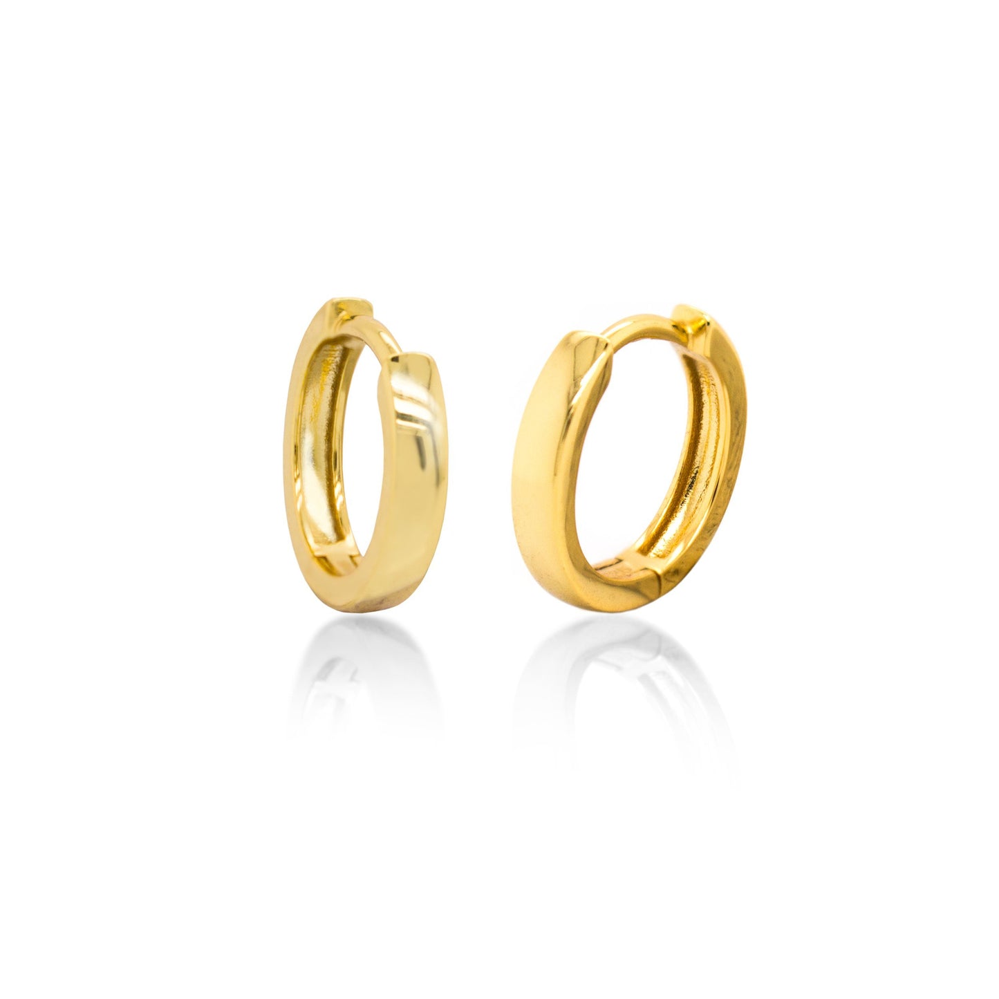 New Sterling Silver Gold Vermeil Plain Huggie