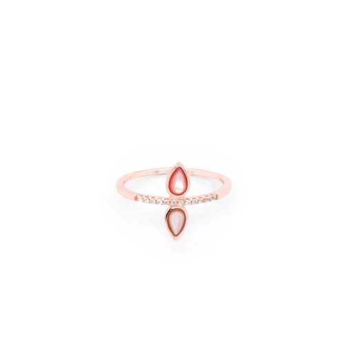 New Sterling Silver Rose Gold Vermeil Tear Drop Ring