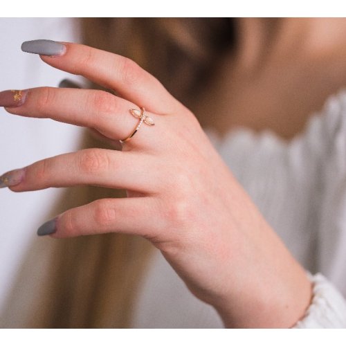 New Sterling Silver Rose Gold Vermeil Tear Drop Ring