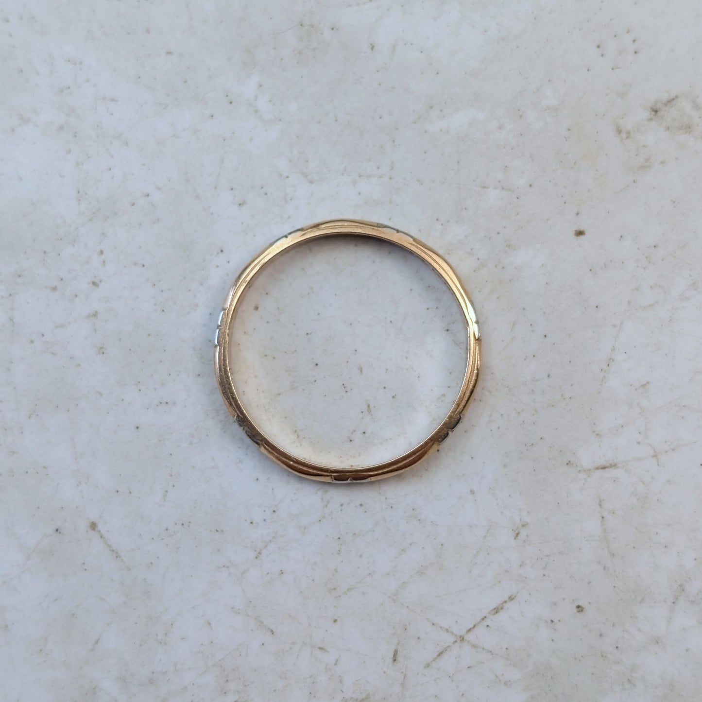 Vintage 14k Two-tone Blue Bird Forget-me-not Wedding Band