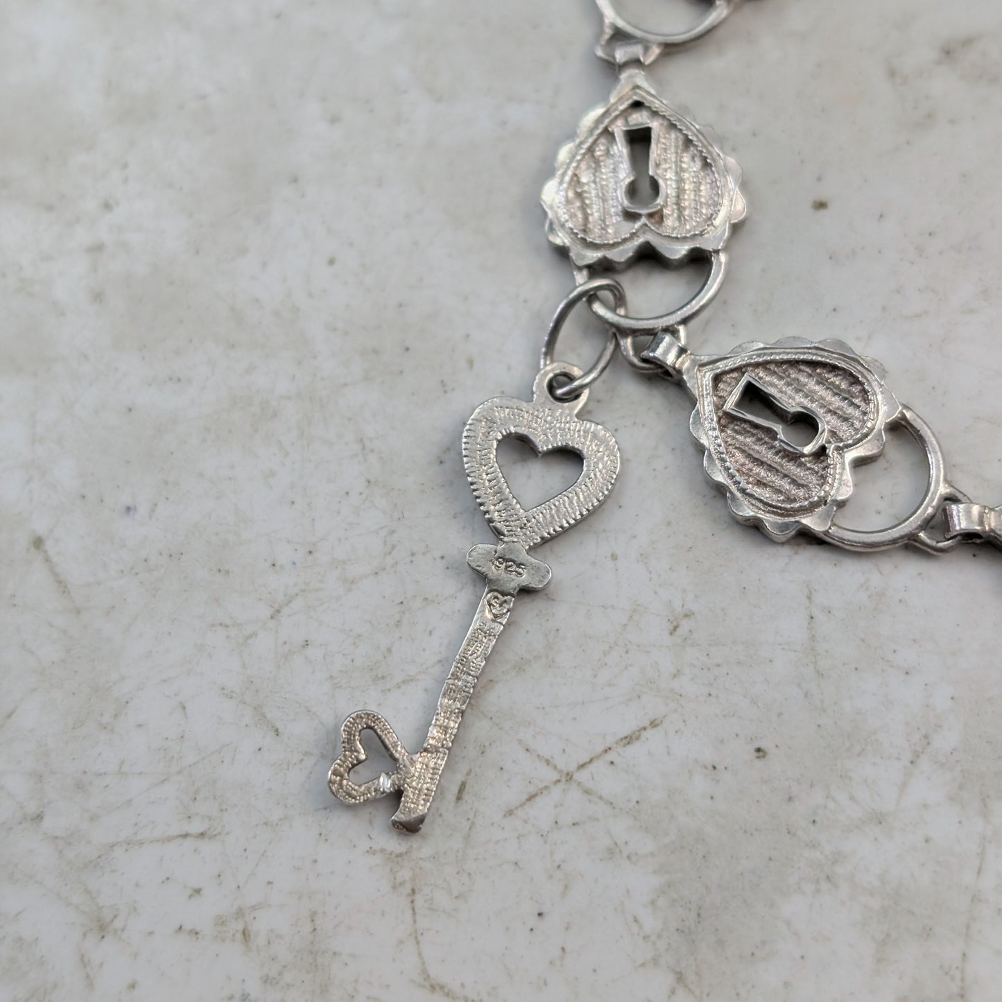 Vintage Sterling Silver 'Key to my Heart' Bracelet