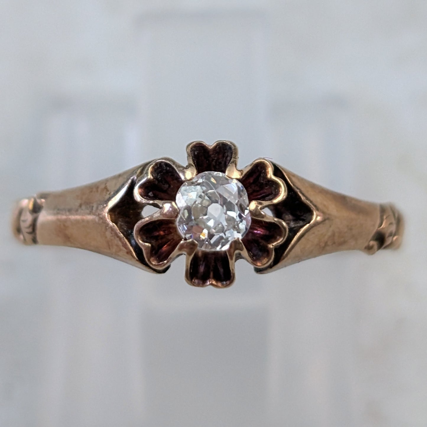 Victorian 14k Yellow Gold Old Mine Cut Diamond Ring