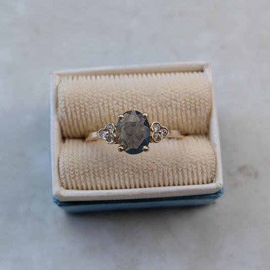 14k Yellow Gold Custom Rose Cut Montana Sapphire Ring