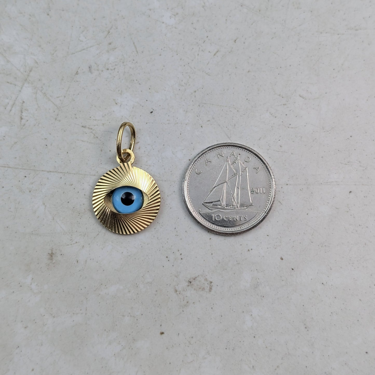Estate 14k Yellow Gold Evil Eye Charm