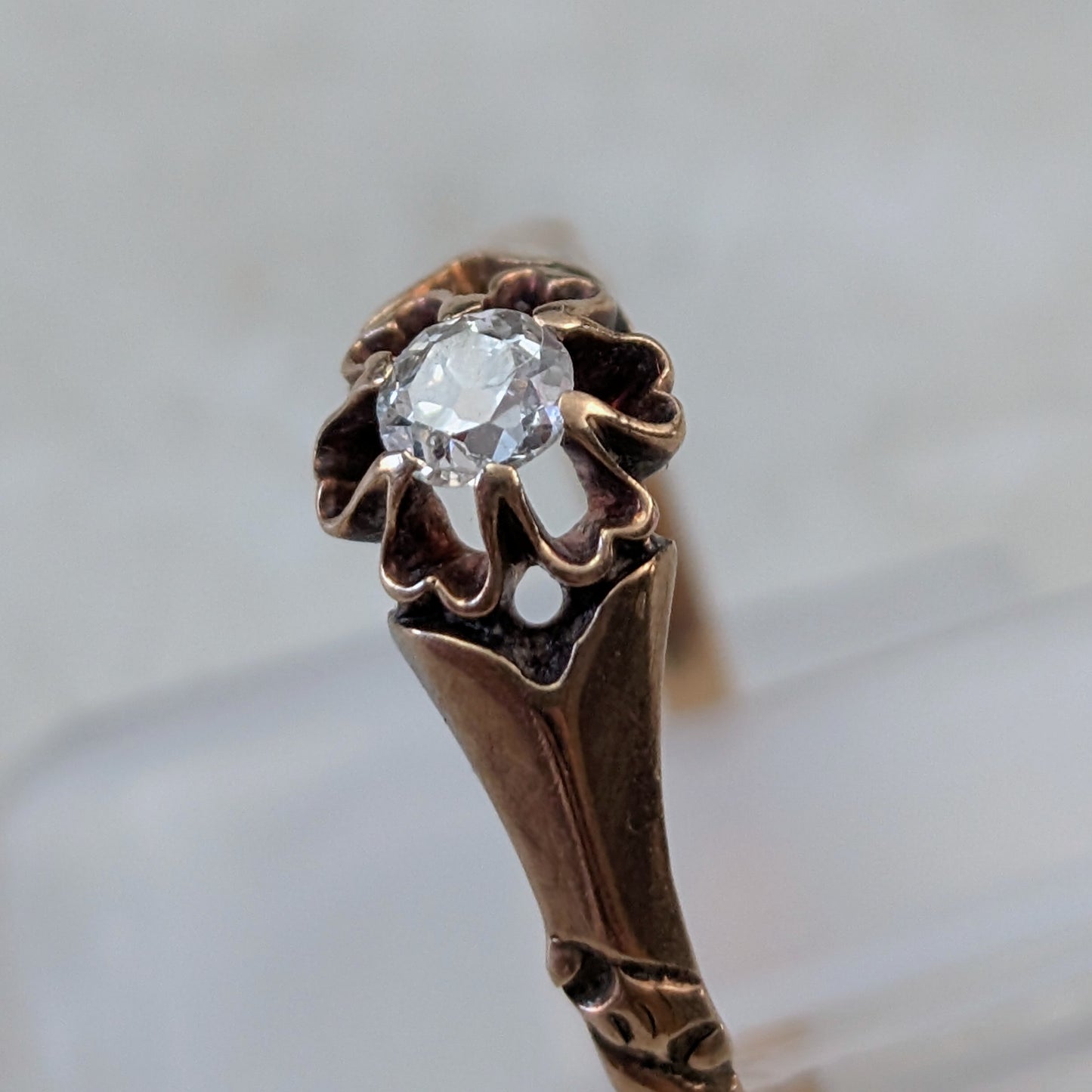 Victorian 14k Yellow Gold Old Mine Cut Diamond Ring