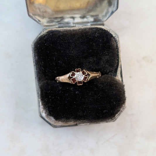 Victorian 14k Yellow Gold Old Mine Cut Diamond Ring