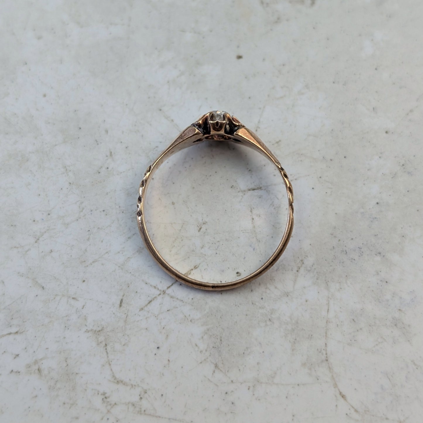 Victorian 14k Yellow Gold Old Mine Cut Diamond Ring