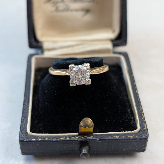Vintage 14K Gold Two Tone 0.65ct Diamond Solitaire Engagement Ring