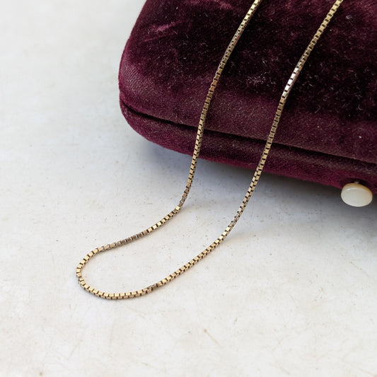 Estate 10k Yellow Gold 15" Box Link Chain