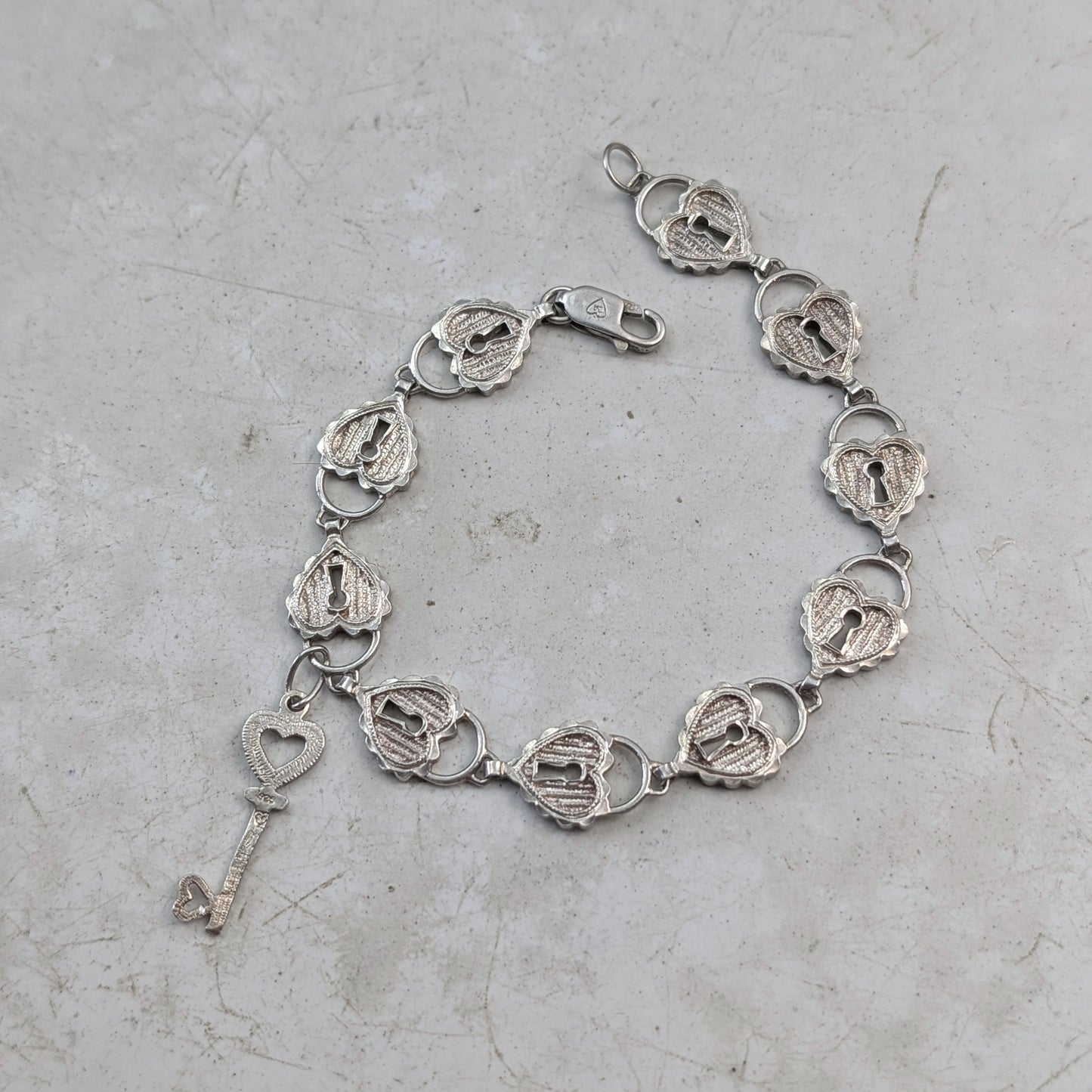 Vintage Sterling Silver 'Key to my Heart' Bracelet