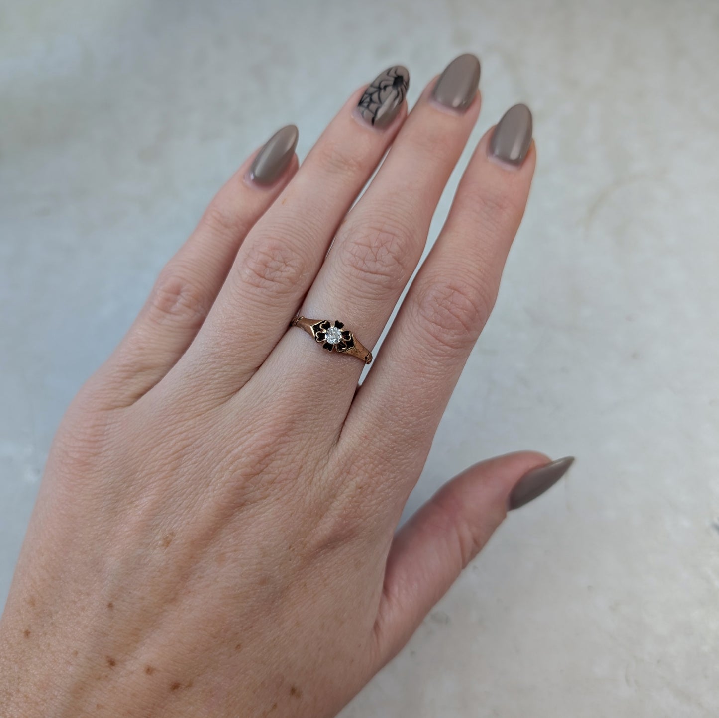 Victorian 14k Yellow Gold Old Mine Cut Diamond Ring