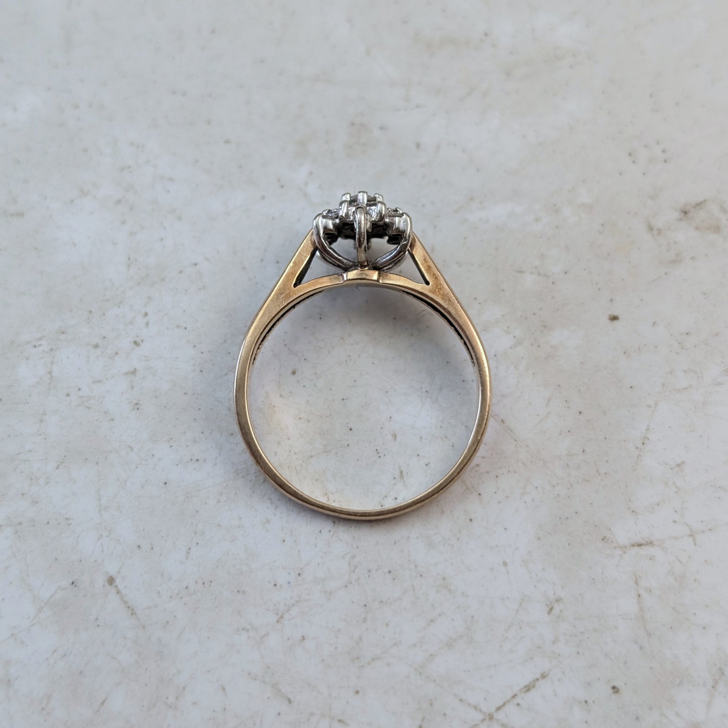 Estate 10k Yellow and White Gold Diamond Cluster Ring