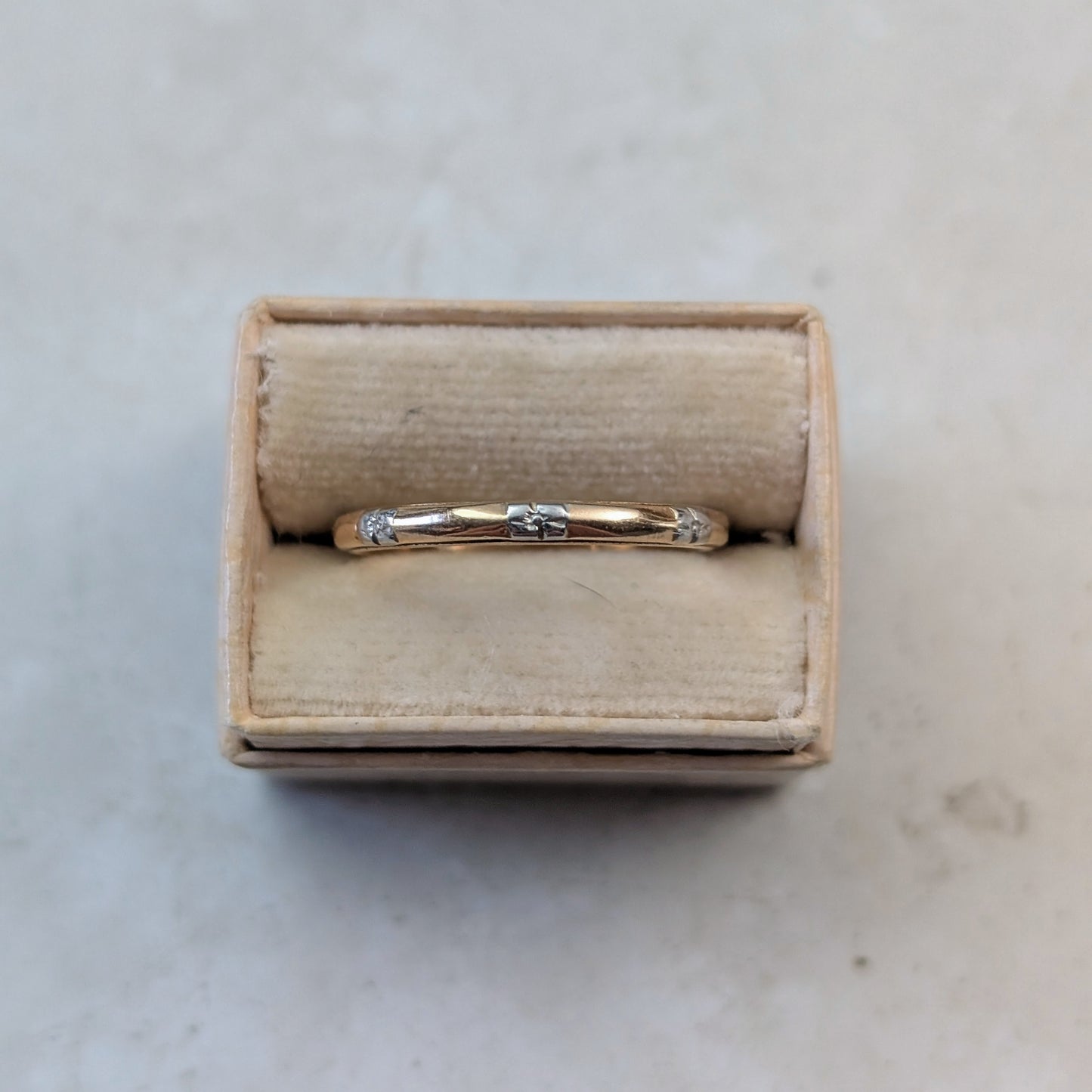 Vintage 14k Two-tone Blue Bird Forget-me-not Wedding Band