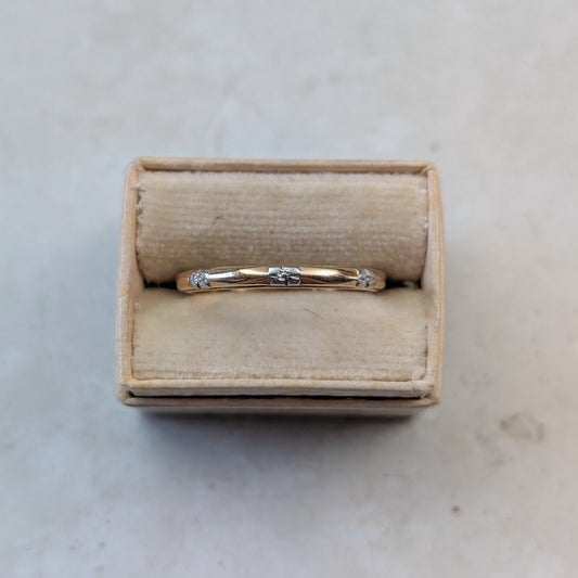 Vintage 14k Two-tone Blue Bird Forget-me-not Wedding Band