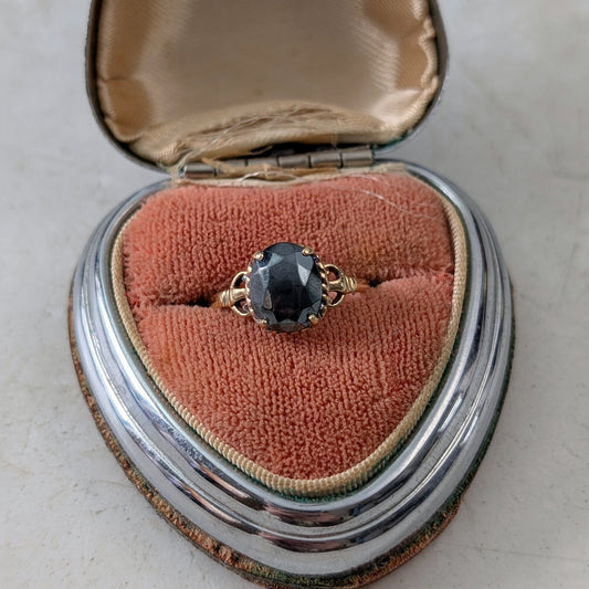 Vintage 10k Yellow Gold Oval Hematite Ring *Has Wear