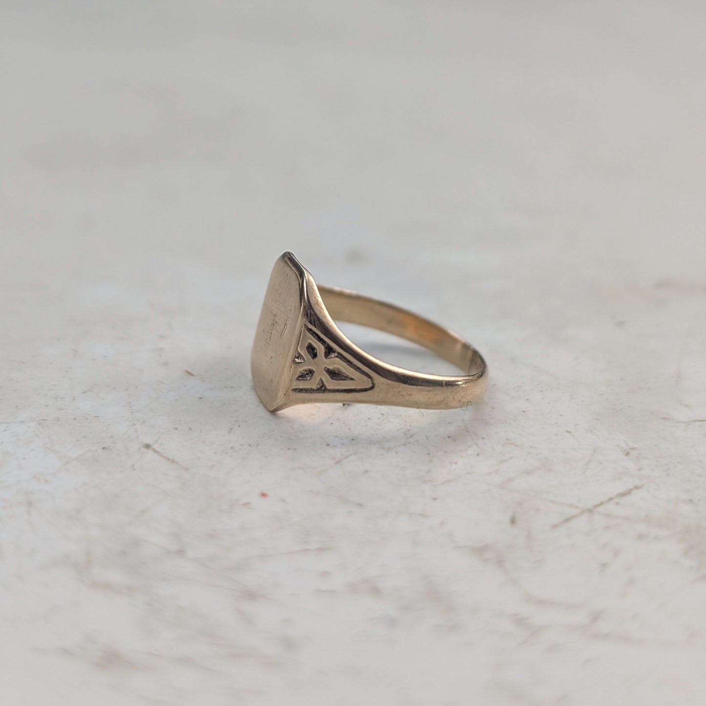 Vintage 10k Yellow Gold Blank Signet Pinky Ring