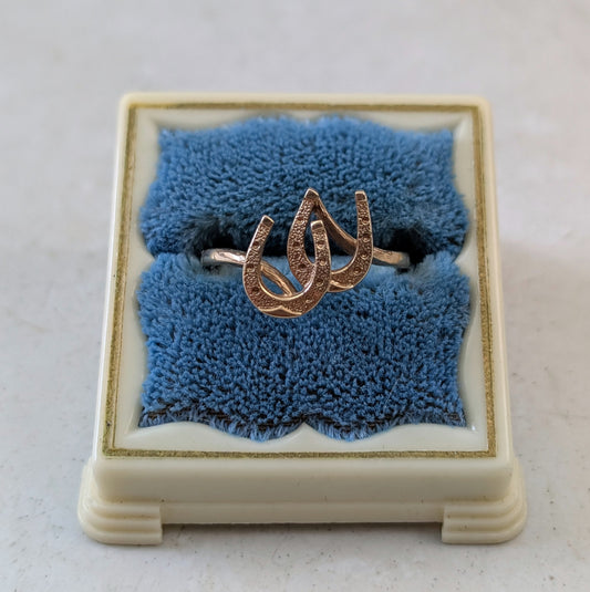 Vintage 10k Yellow Gold Siffari Double Horseshoe Ring