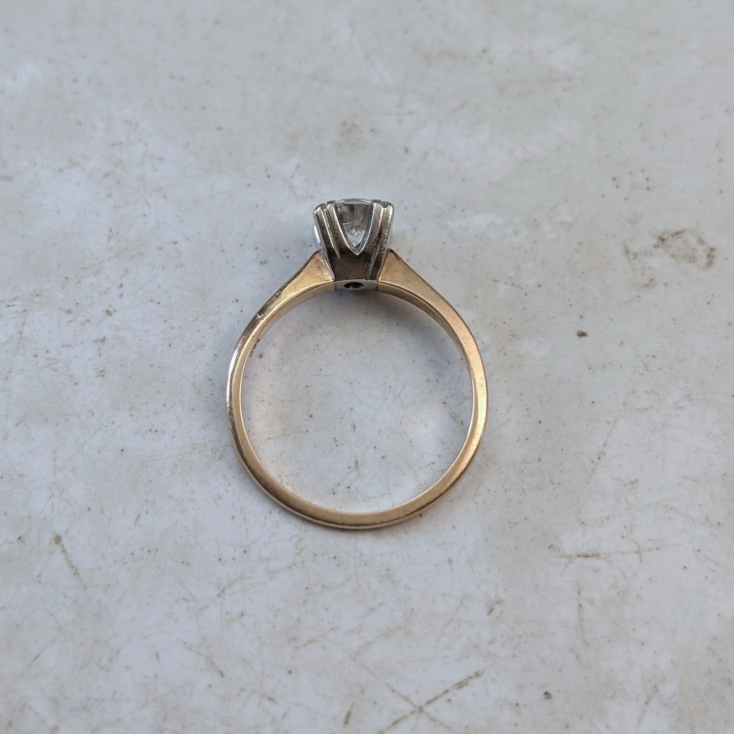 Vintage 14K Gold Two Tone 0.65ct Diamond Solitaire Engagement Ring