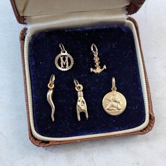 Various Vintage 10k Yellow Gold Charms and Pendants