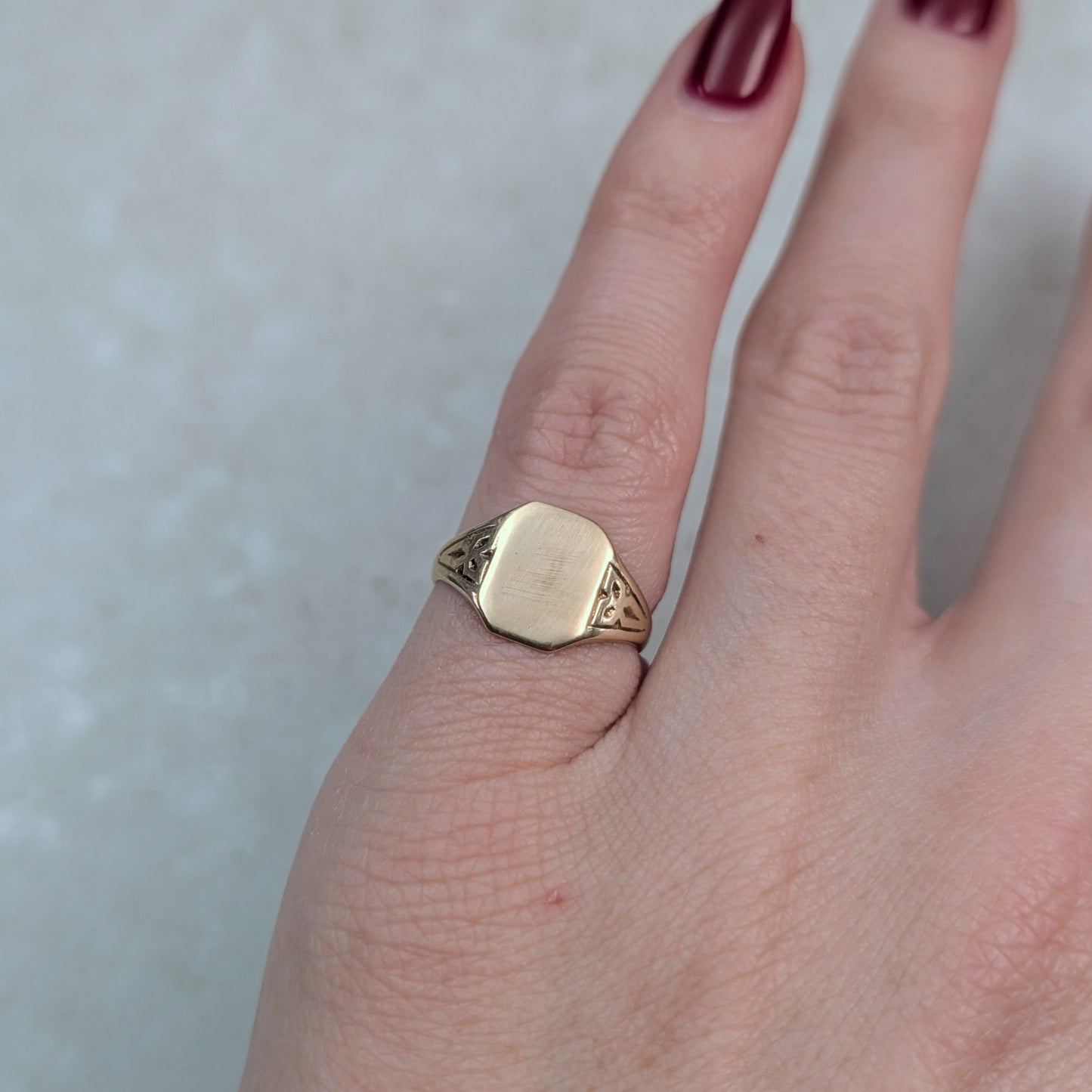 Vintage 10k Yellow Gold Blank Signet Pinky Ring
