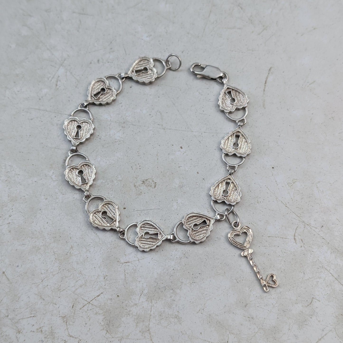Vintage Sterling Silver 'Key to my Heart' Bracelet