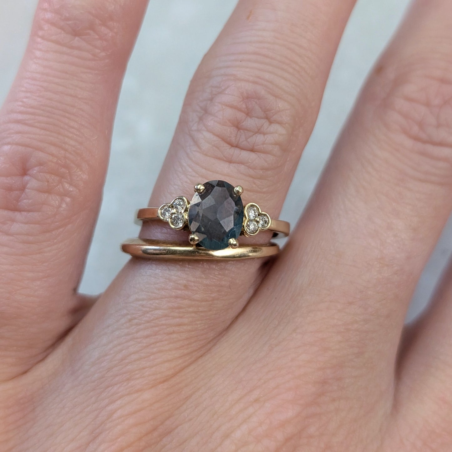 14k Yellow Gold Custom Rose Cut Montana Sapphire Ring