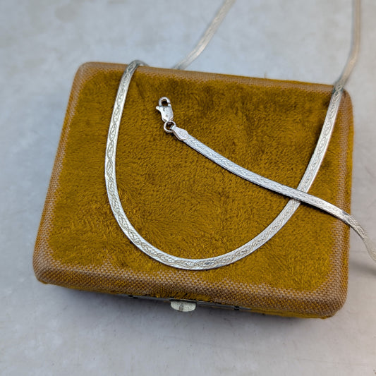 Estate 3.2mm Patterned Herring Bone Necklace and Bracelet Set