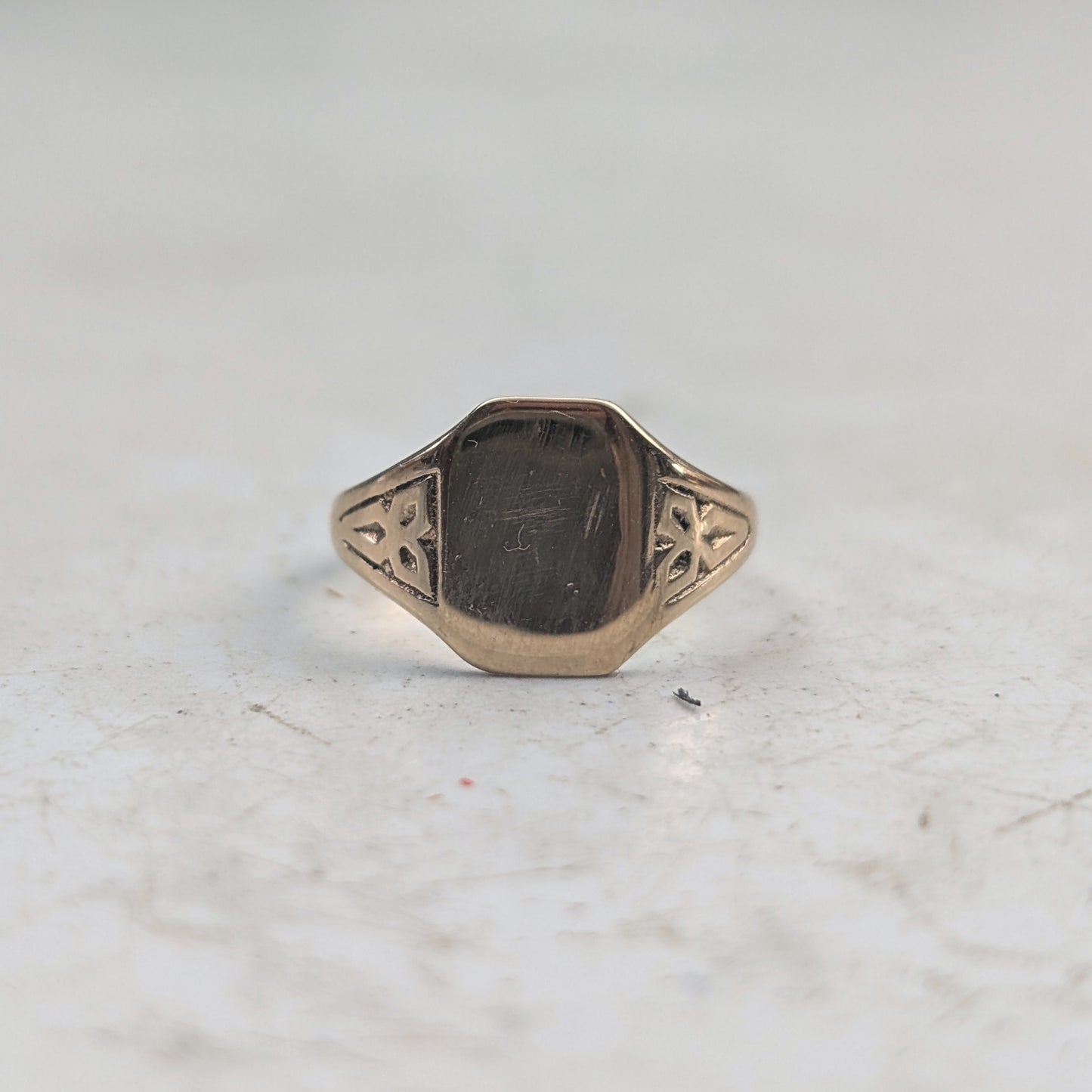 Vintage 10k Yellow Gold Blank Signet Pinky Ring