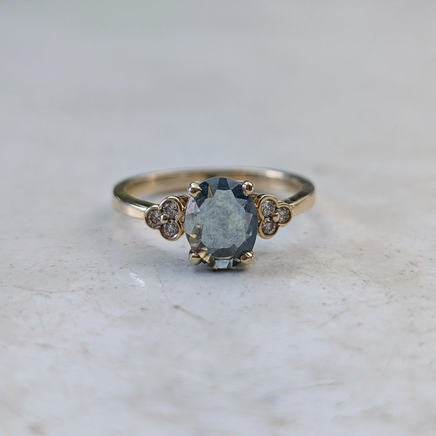 14k Yellow Gold Custom Rose Cut Montana Sapphire Ring