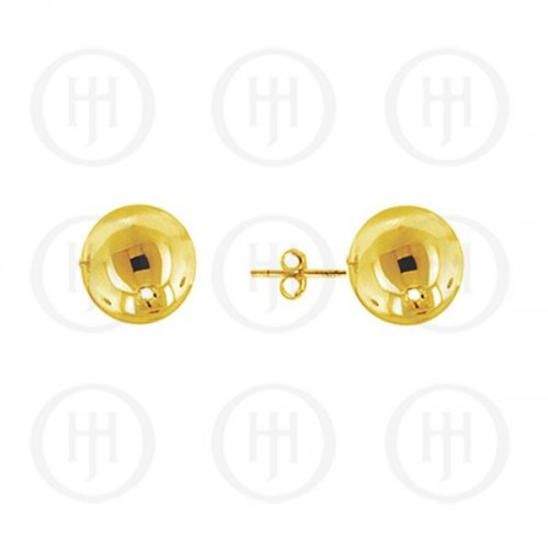 New Sterling Silver Gold Vermeil 6mm Ball Stud Earrings