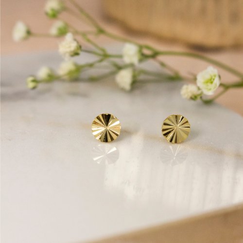 New Sterling Silver Sun Ray Dis Studs - Silver or Gold