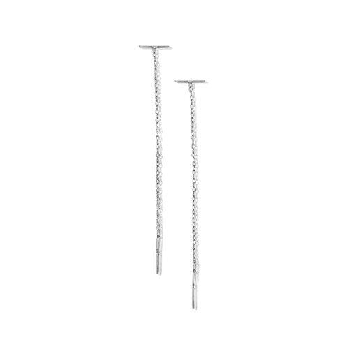 New Sterling Silver Bar Chain Threader Earrings - Silver & Gold