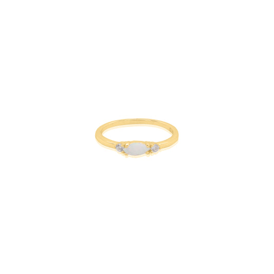 New Sterling Silver Gold Vermeil Opal and CZ Stacking Ring