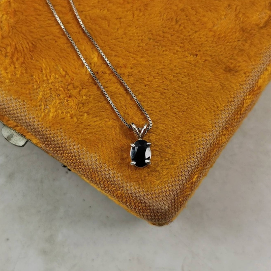 Estate 10k White Gold Sapphire Pendant Necklace