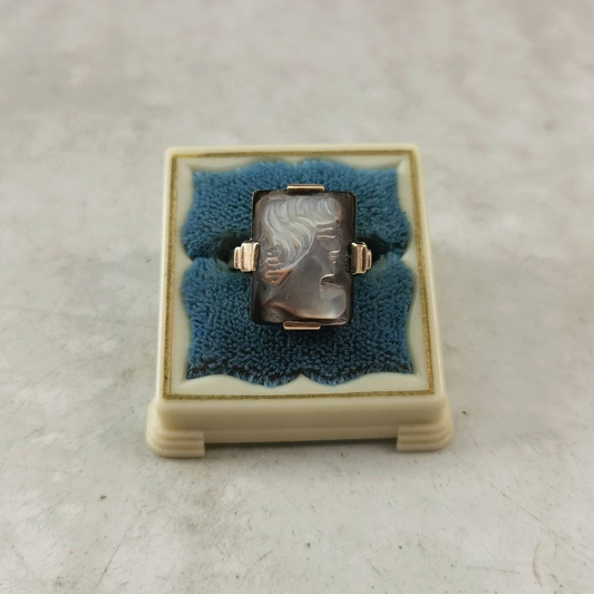 Vintage 10k Yellow Gold Abalone Cameo Ring