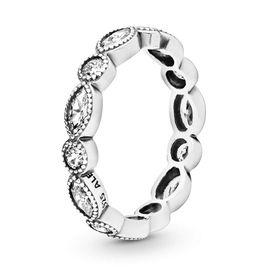 Estate Pandora Sterling Silver Marquise CZ Eternity Band
