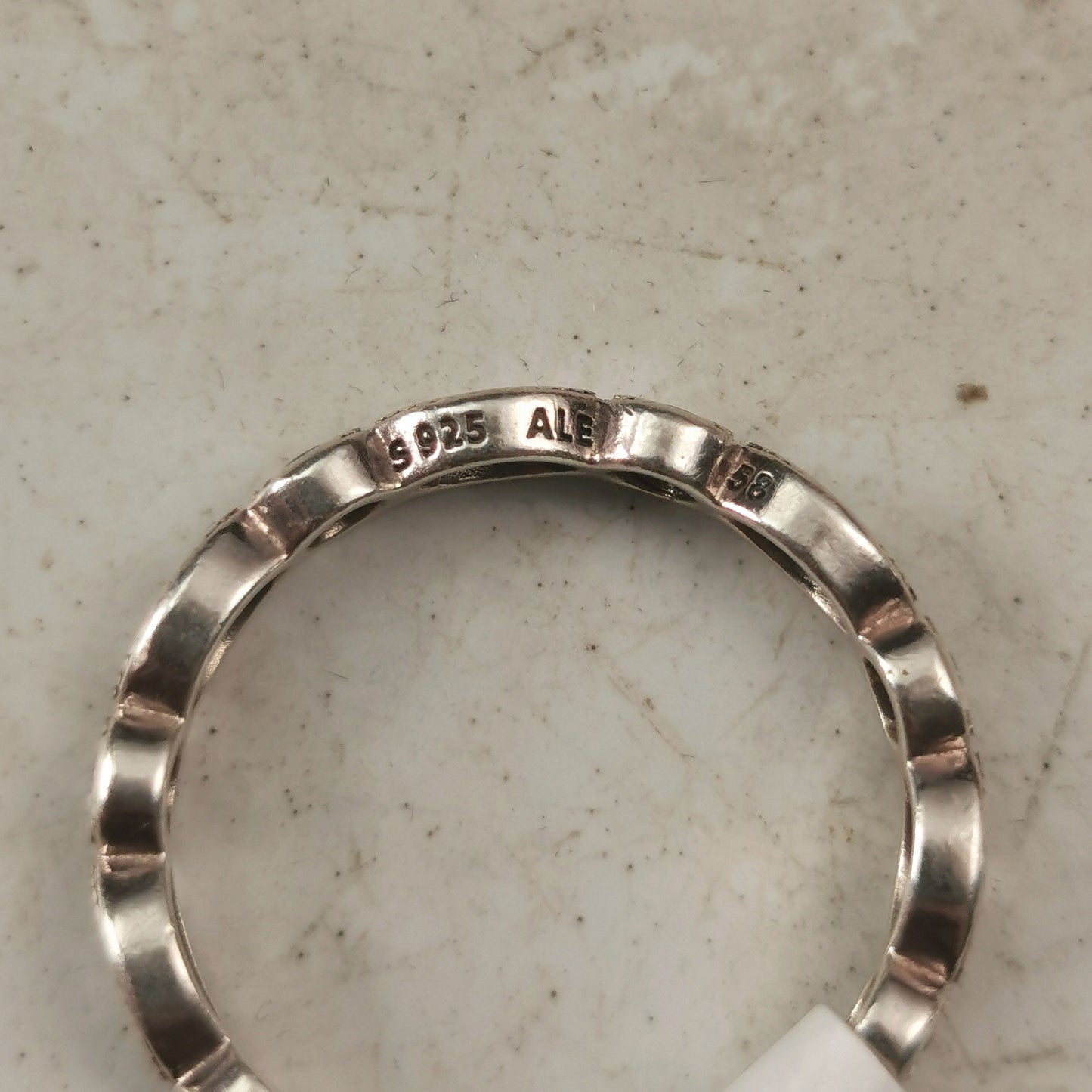 Estate Pandora Sterling Silver Marquise CZ Eternity Band