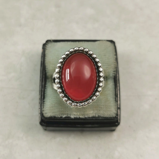 Vintage Sterling Silver Carnelian Cabochon Ring