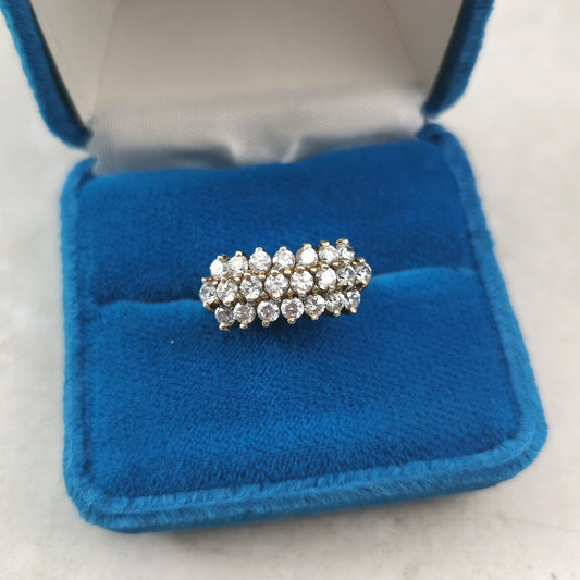 Vintage Sterling Silver Gold Vermeil CZ Cluster Ring