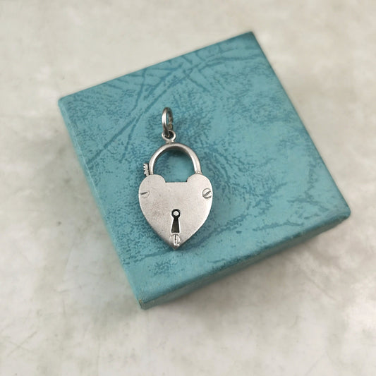 Vintage Sterling Silver Mechanical Heart Padlock Charm or Clasp