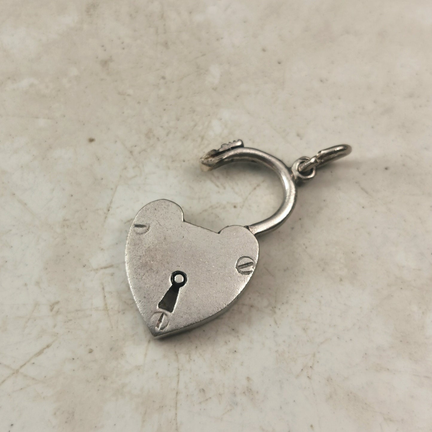 Vintage Sterling Silver Mechanical Heart Padlock Charm or Clasp