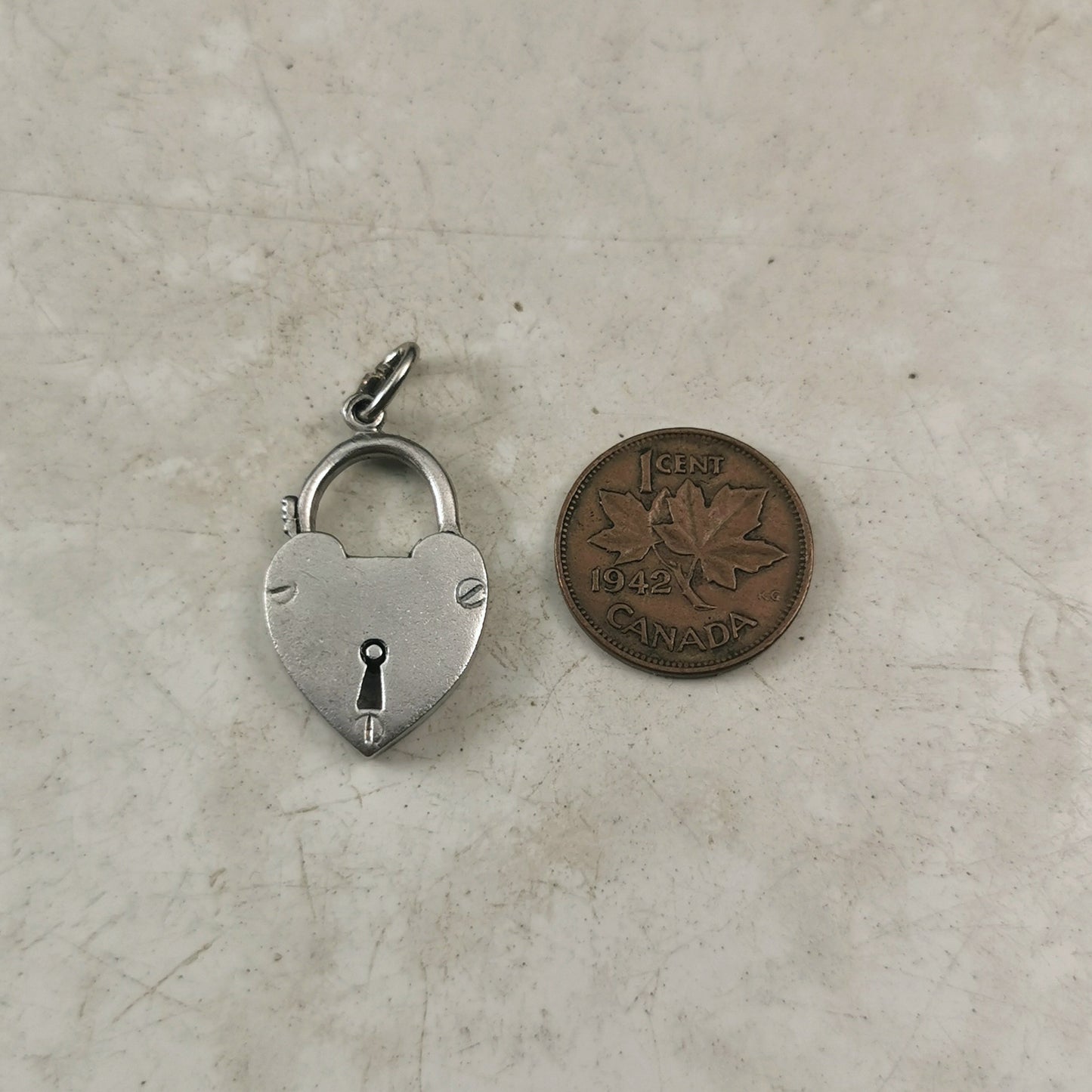 Vintage Sterling Silver Mechanical Heart Padlock Charm or Clasp