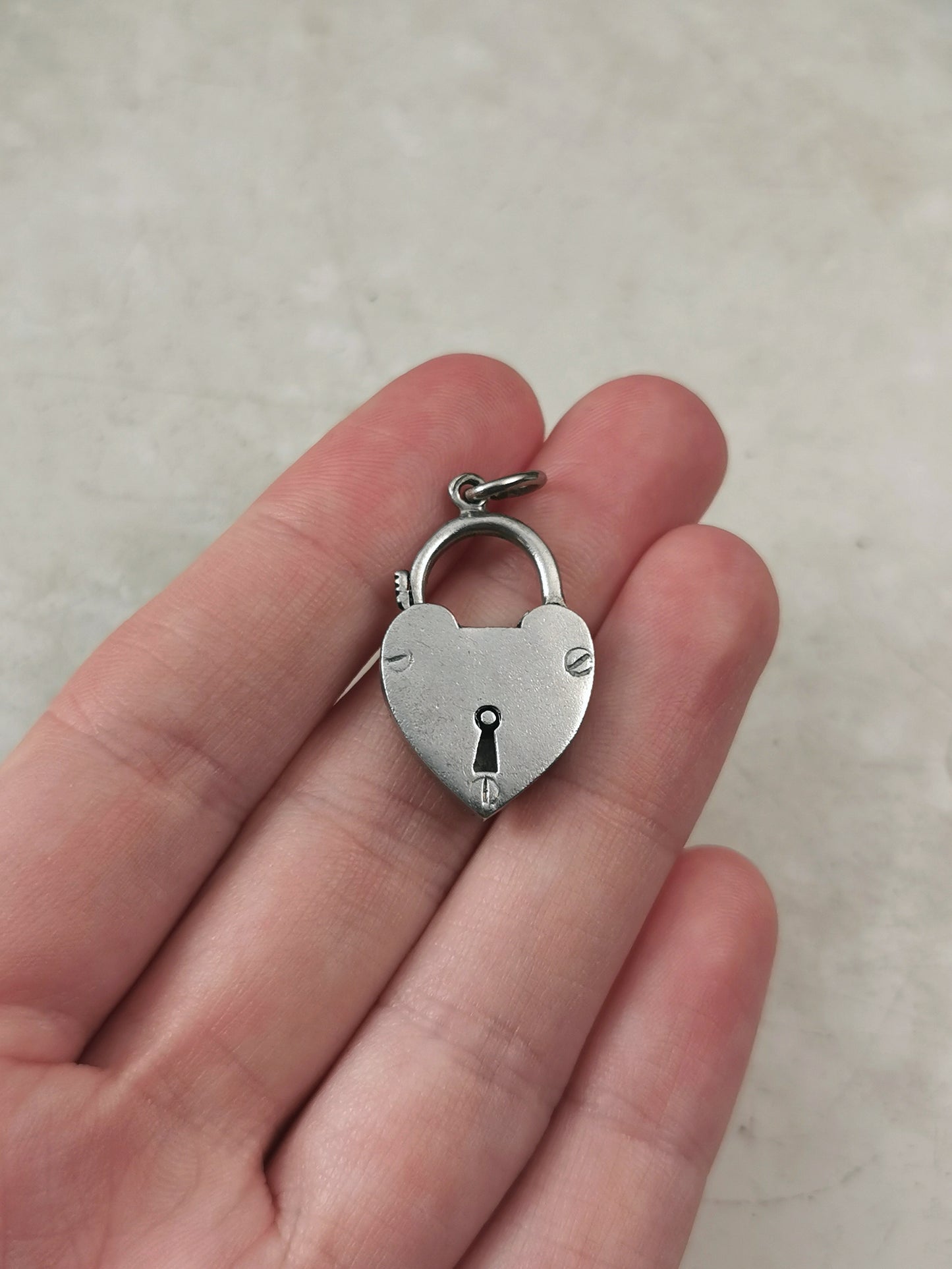 Vintage Sterling Silver Mechanical Heart Padlock Charm or Clasp