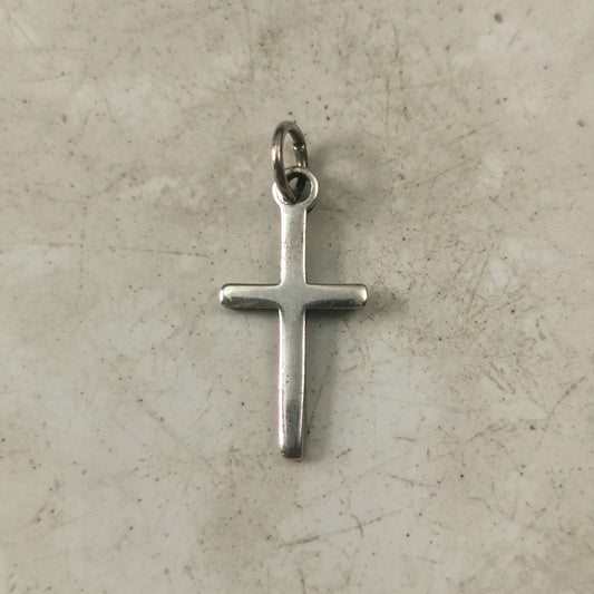 Vintage Sterling Silver Plain Medium Cross Charm