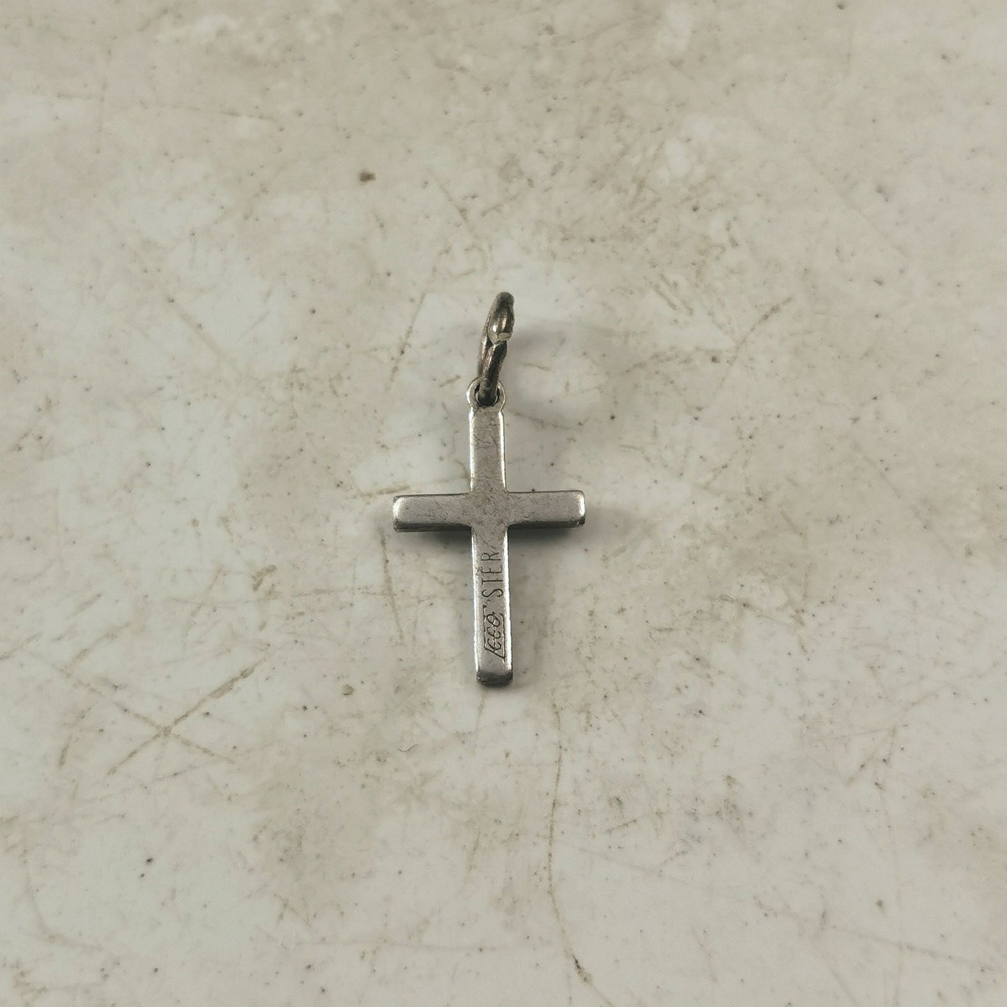 Vintage Sterling Silver Small Etched Cross