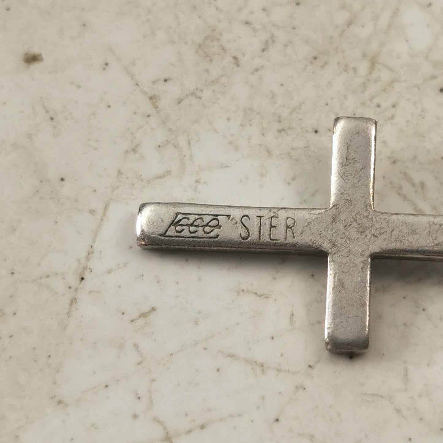 Vintage Sterling Silver Small Etched Cross
